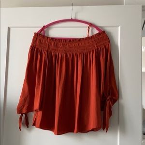 Loft Burnt Orange off the shoulder top